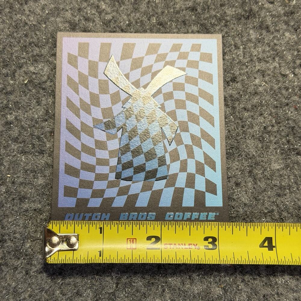 Dutch Bros Coffee Sticker Glow in the Dark Warped Checkerboard 4/2026 Windmill - Picture 6 of 6